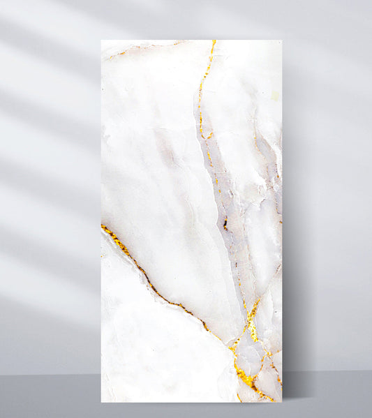 White PVC marble wall panel with delicate gold veining for luxury interior walls