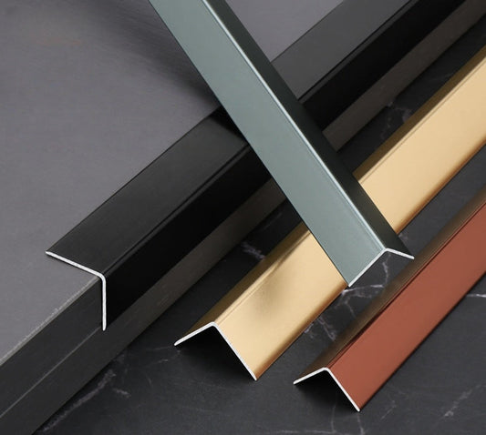 Aluminum wall panel end cap trims in black, gold, gray, and bronze finishes, designed for clean edge finishing and durable protection of modern interior wall panels