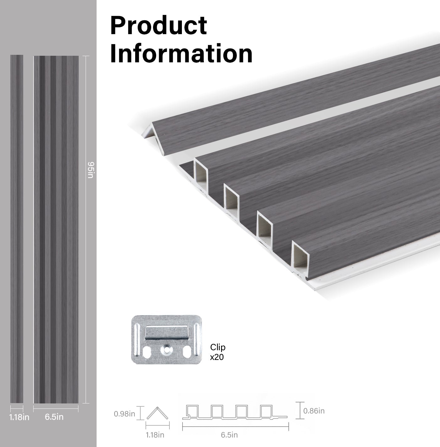 Oak Gray WPC Fluted 3D Wall Panels Specifications. Wall Panels Hub