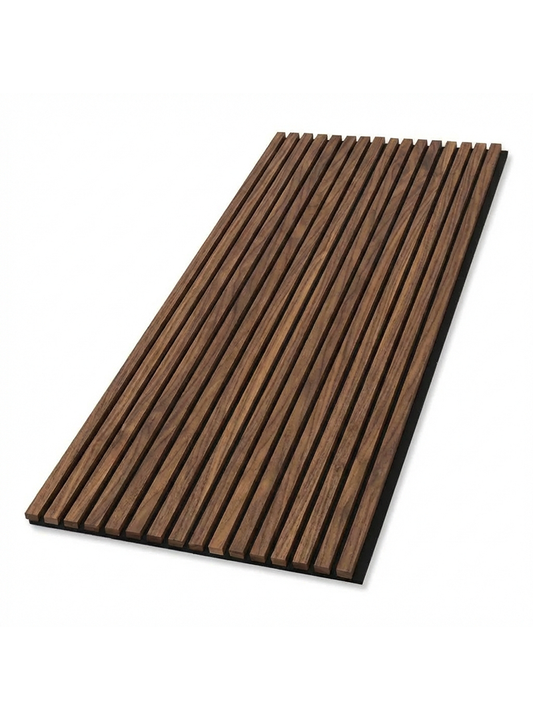 Wenge acoustic wood slat wall panel with black felt backing for modern soundproof interior design