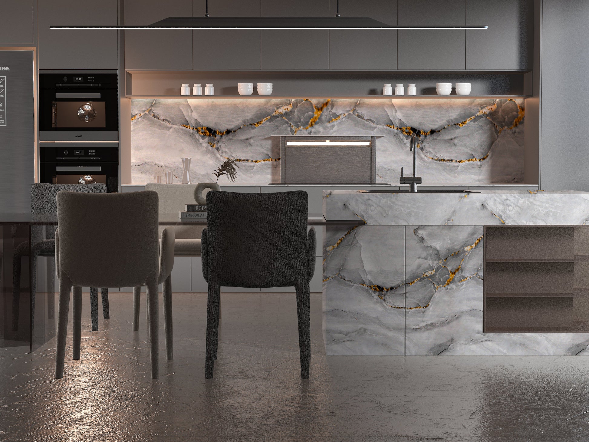 PVC 3D Marble Sheet Golden Mirage. Wall Panels Hub. Kitchen Design From PVC Marble Sheets