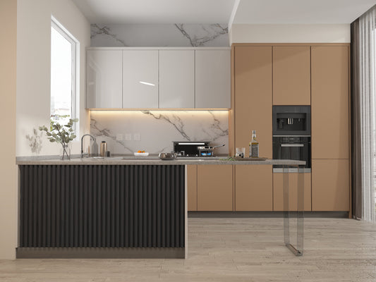 Black Timber WPC Fluted 3D Wall Panels. Wall Panels Hub. Kitchen Design From WPC Fluted Wall Panels