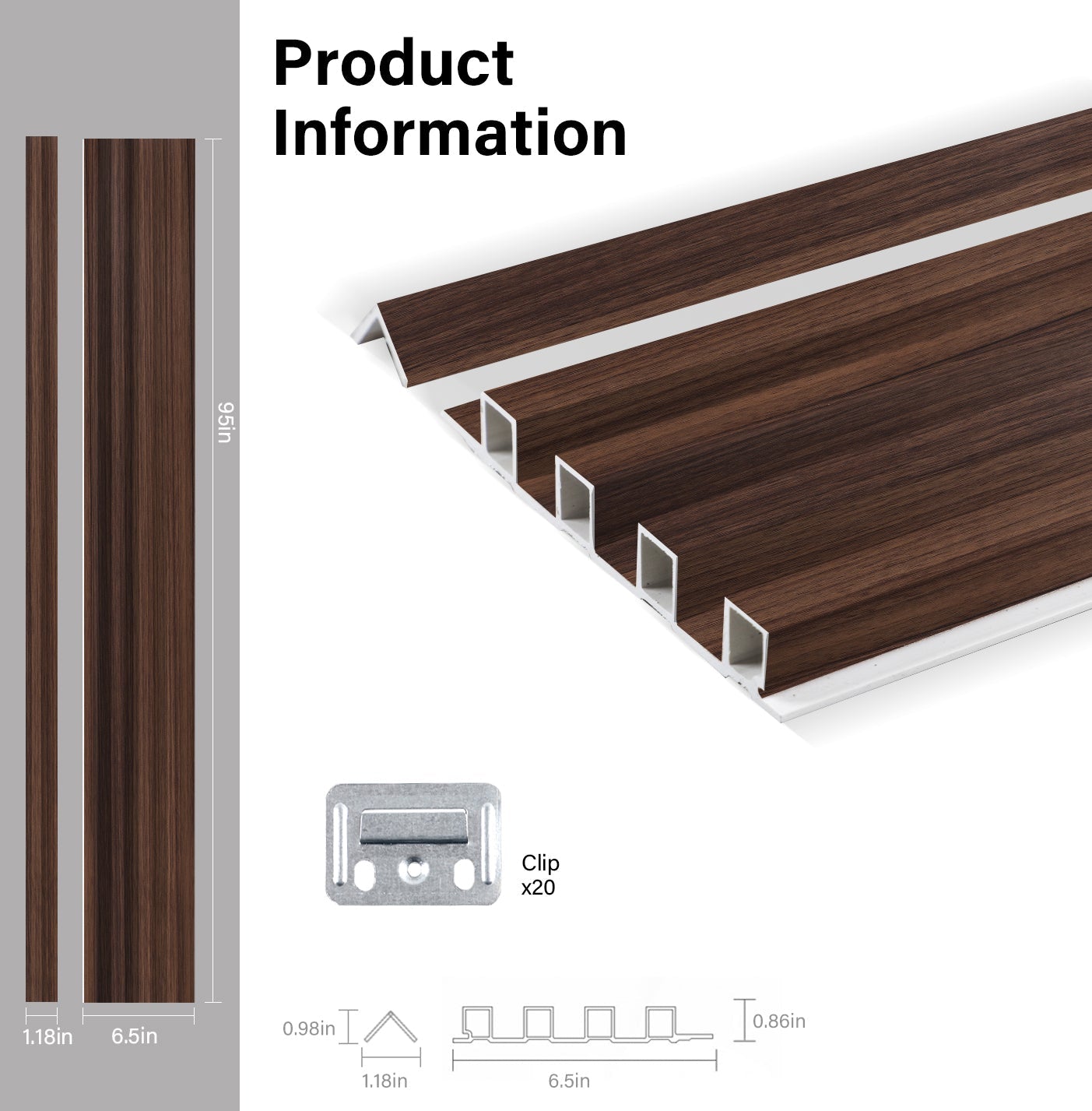 Dark Walnut WPC Fluted 3D Wall Panels Specifications. Wall Panels Hub