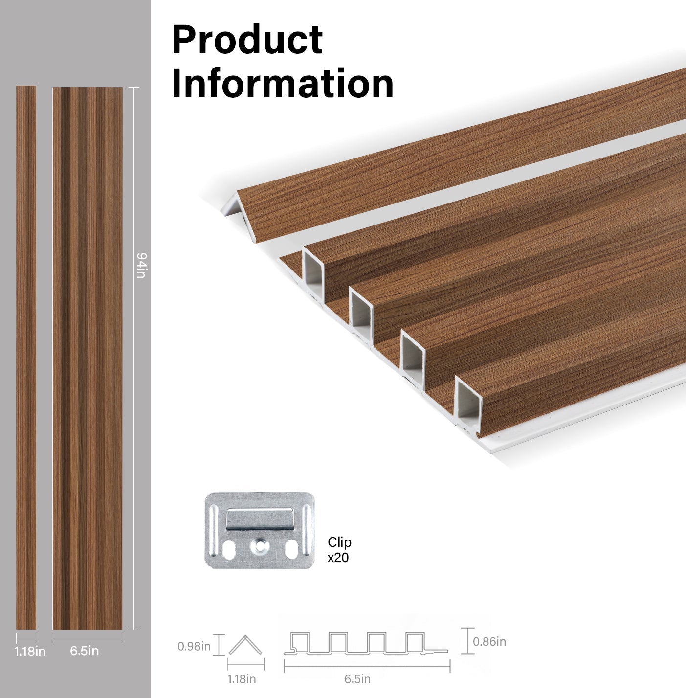 Midnight Elm WPC Fluted 3D Wall Panels Specifications. Wall Panels Hub