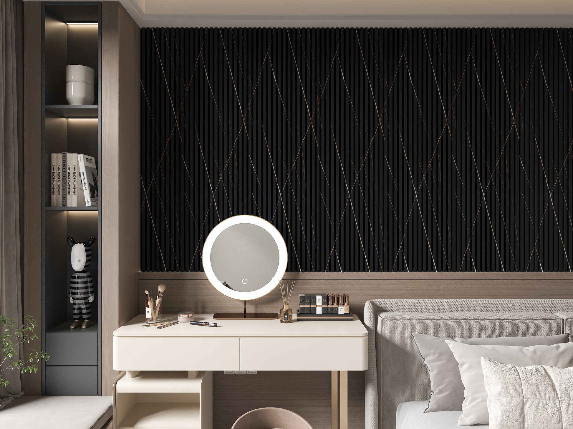 Noir Royale WPC Fluted 3D Wall Panels. Wall Panels Hub. Bedroom Wall Design