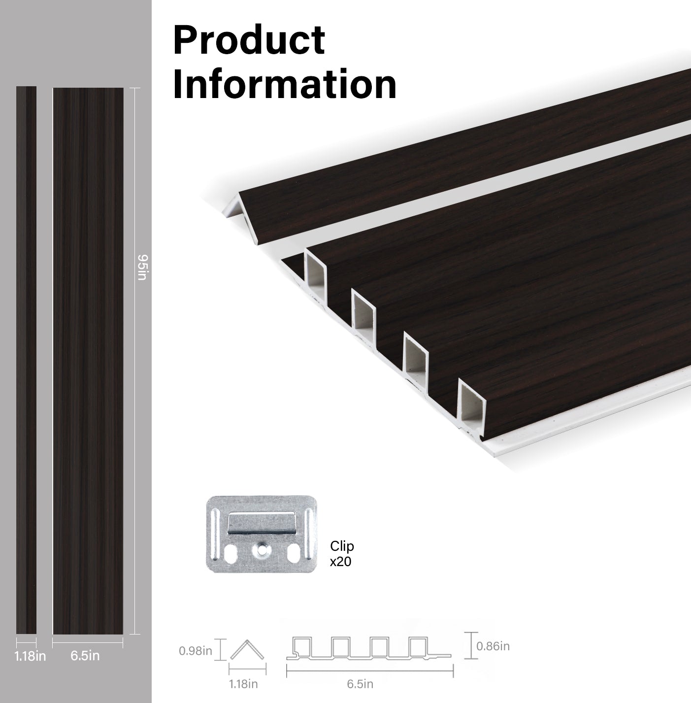 Walnut Ink WPC Fluted 3D Wall Panels Specifications. Wall Panels Hub