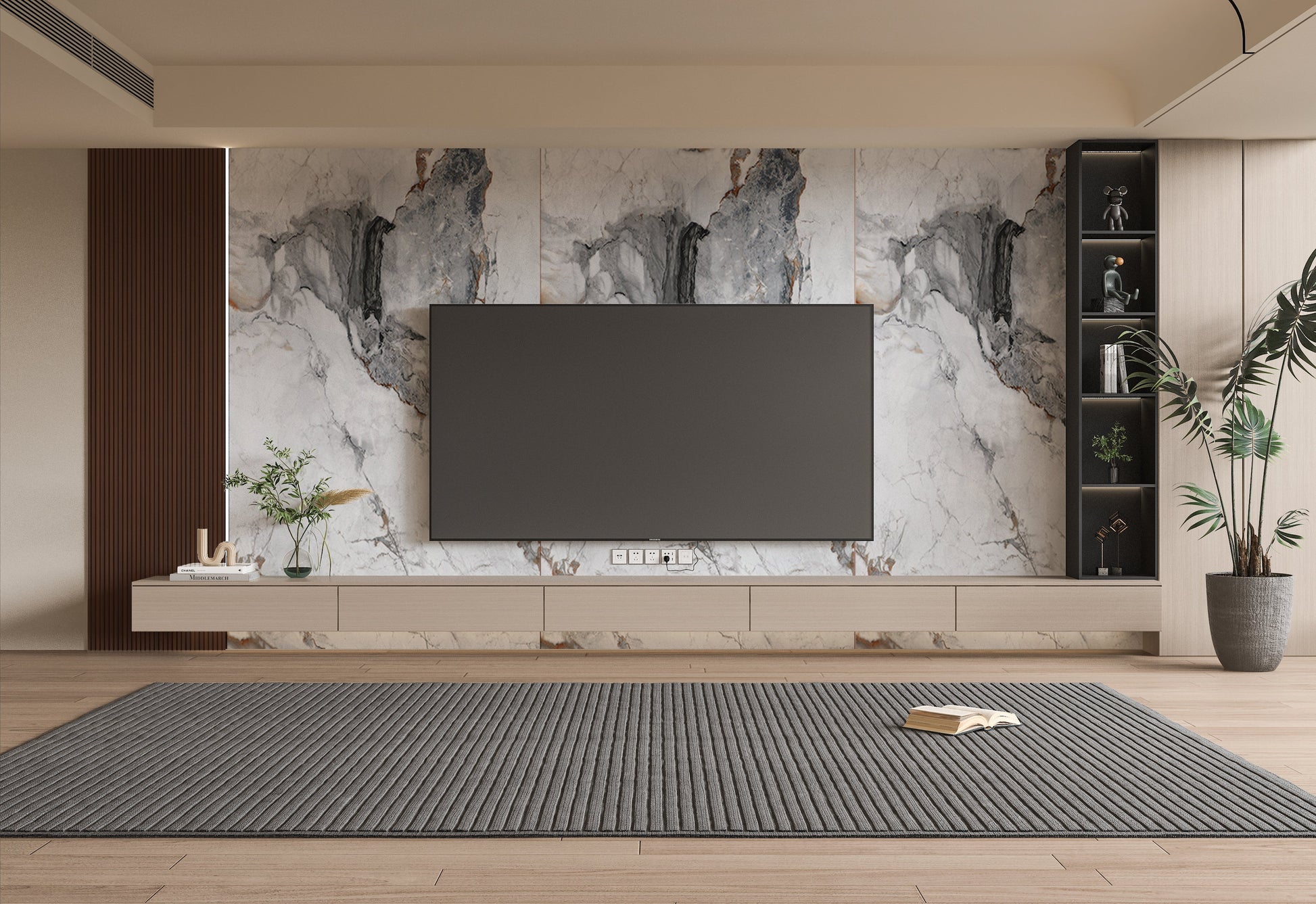 PVC 3D Marble Sheet Blue-Brown Veined. Wall Panels Hub. Tv Wall Design