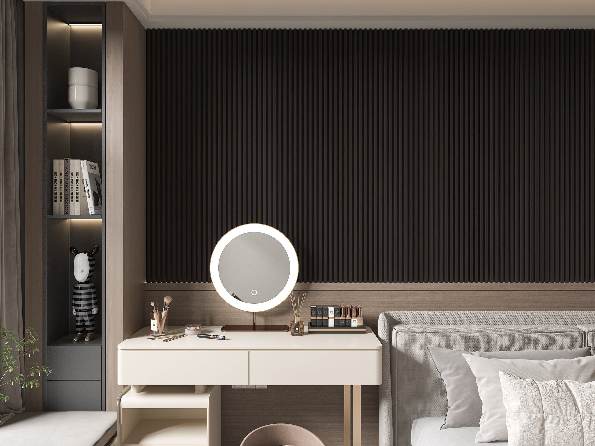 Walnut Ink WPC Fluted 3D Wall Panels. Wall Panels Hub. Bedroom Wall Design