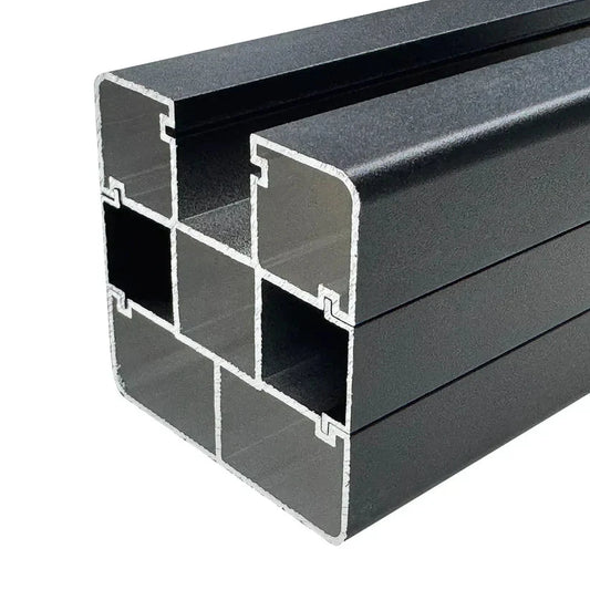 Aluminum fence post cross-section with internal channels for composite fence panel installation