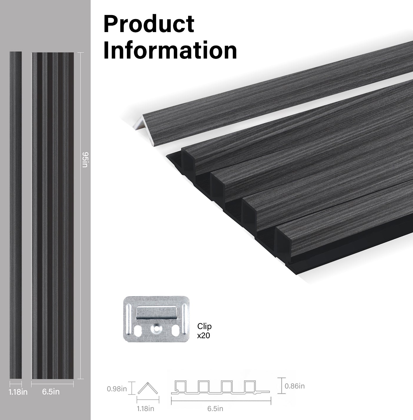 Carborn Gray WPC Fluted 3D Wall Panels Specifications. Wall Panels Hub