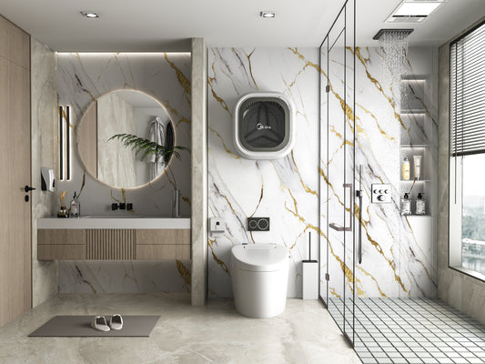 PVC 3D Marble Sheet Luxe Gold Vein. Wall Panels Hub. Bathroom Design From PVC Marble Sheets