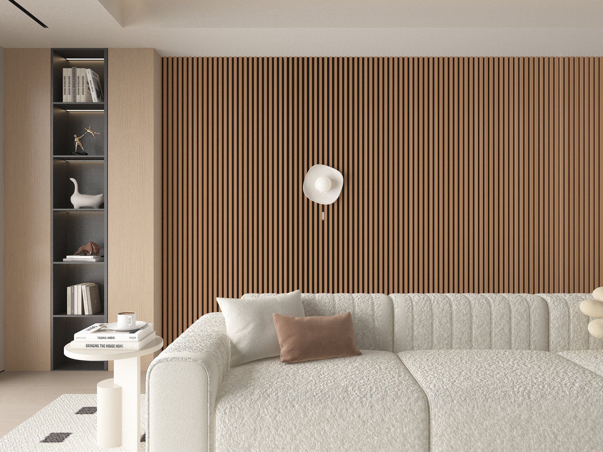 Maple Slate Black WPC Fluted 3D Wall Panels. Wall Panels Hub. Living Room Design With WPC Fluted Wall Panels