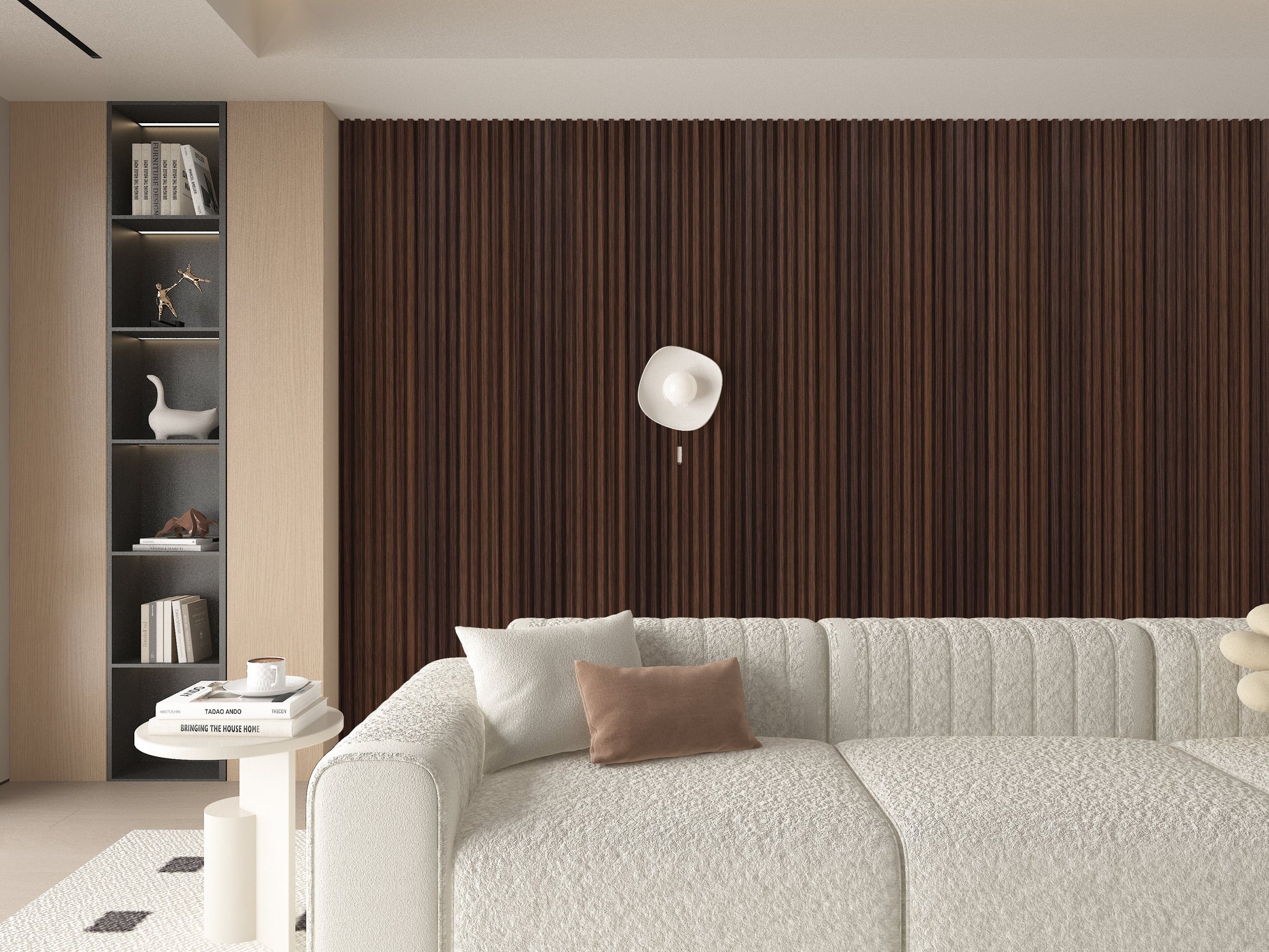 Dark Walnut WPC Fluted 3D Wall Panels. Wall Panels Hub. Bedroom Wall Design