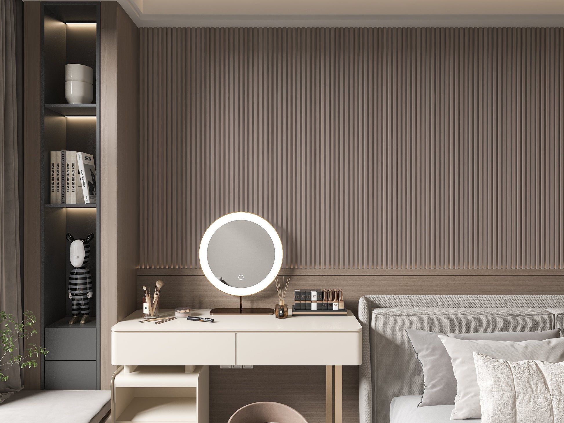 Cedar Oak WPC Fluted 3D Wall Panels. Wall Panels Hub. Living Room Design With WPC Fluted Wall Panels