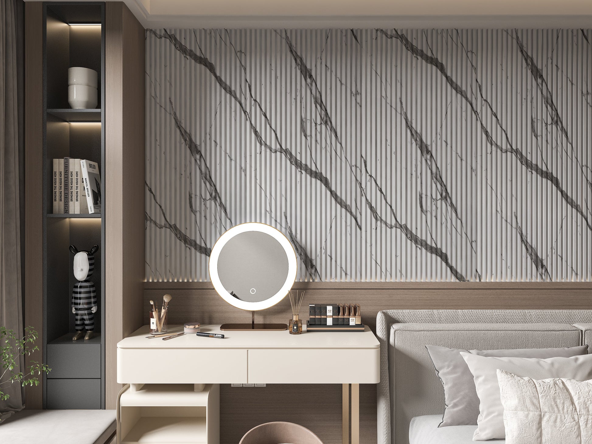 Gray Vain WPC Fluted 3D Wall Panels. Wall Panels Hub. Living Room Design With WPC Fluted Wall Panels
