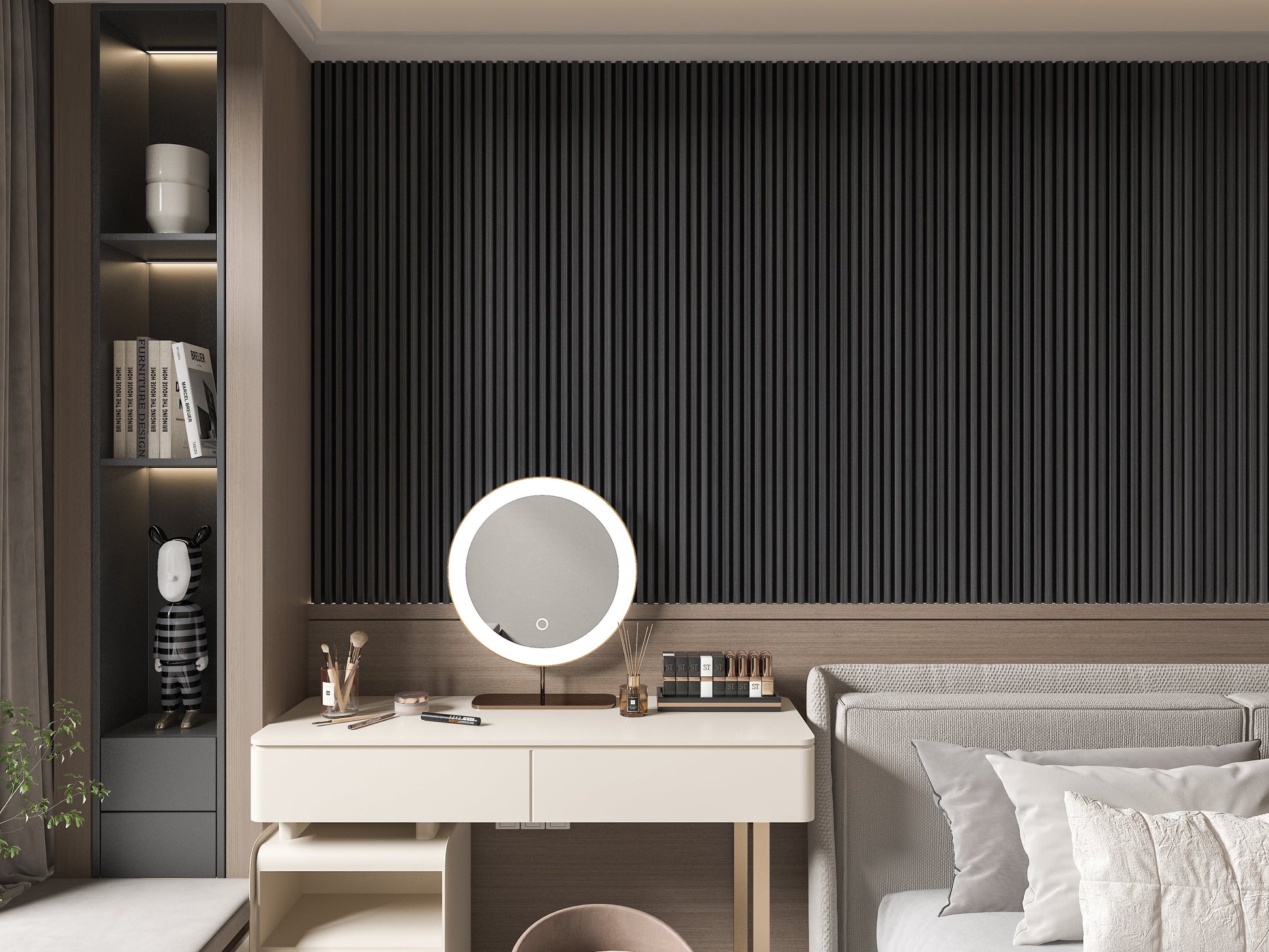 Carborn Gray WPC Fluted 3D Wall Panels. Wall Panels Hub. Bedroom Wall Design