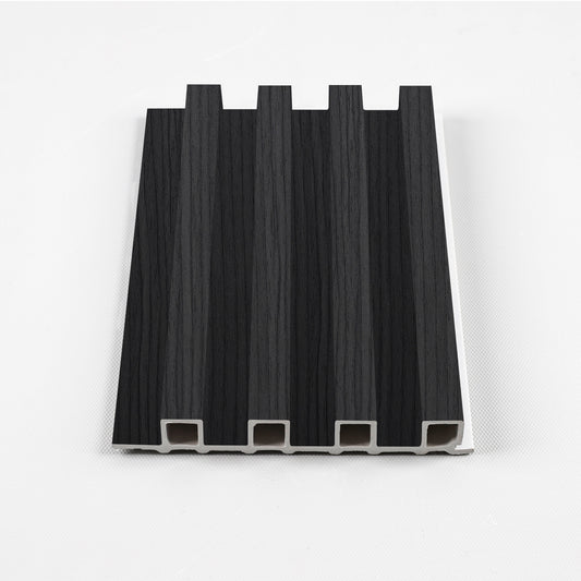 Black WPC fluted wall panel with wood grain finish modern interior wall panel sample