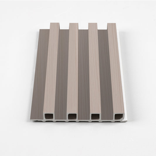 Carbon gray WPC fluted 3D wall panel with wood grain finish – product close-up