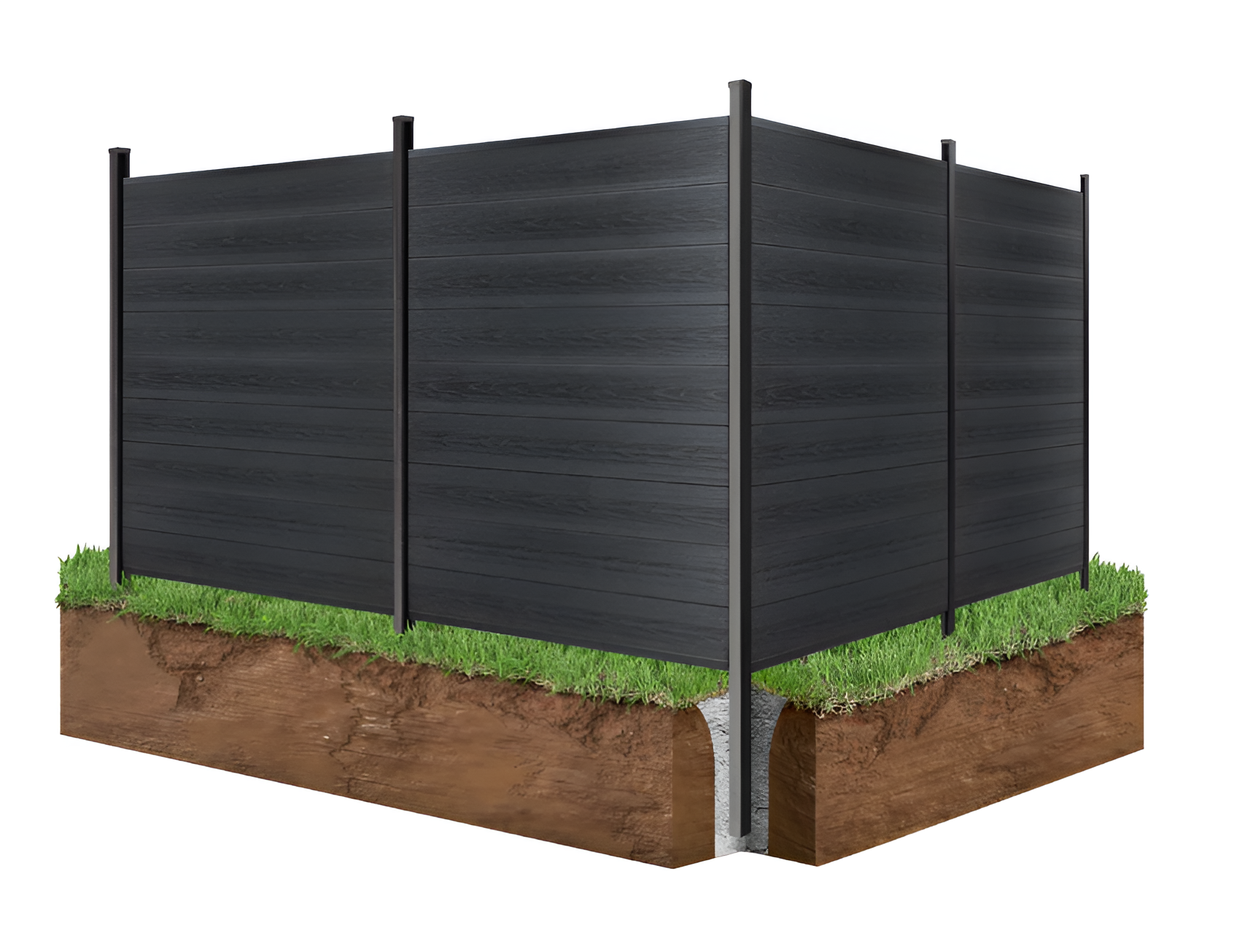 Black wooden composite fence panels