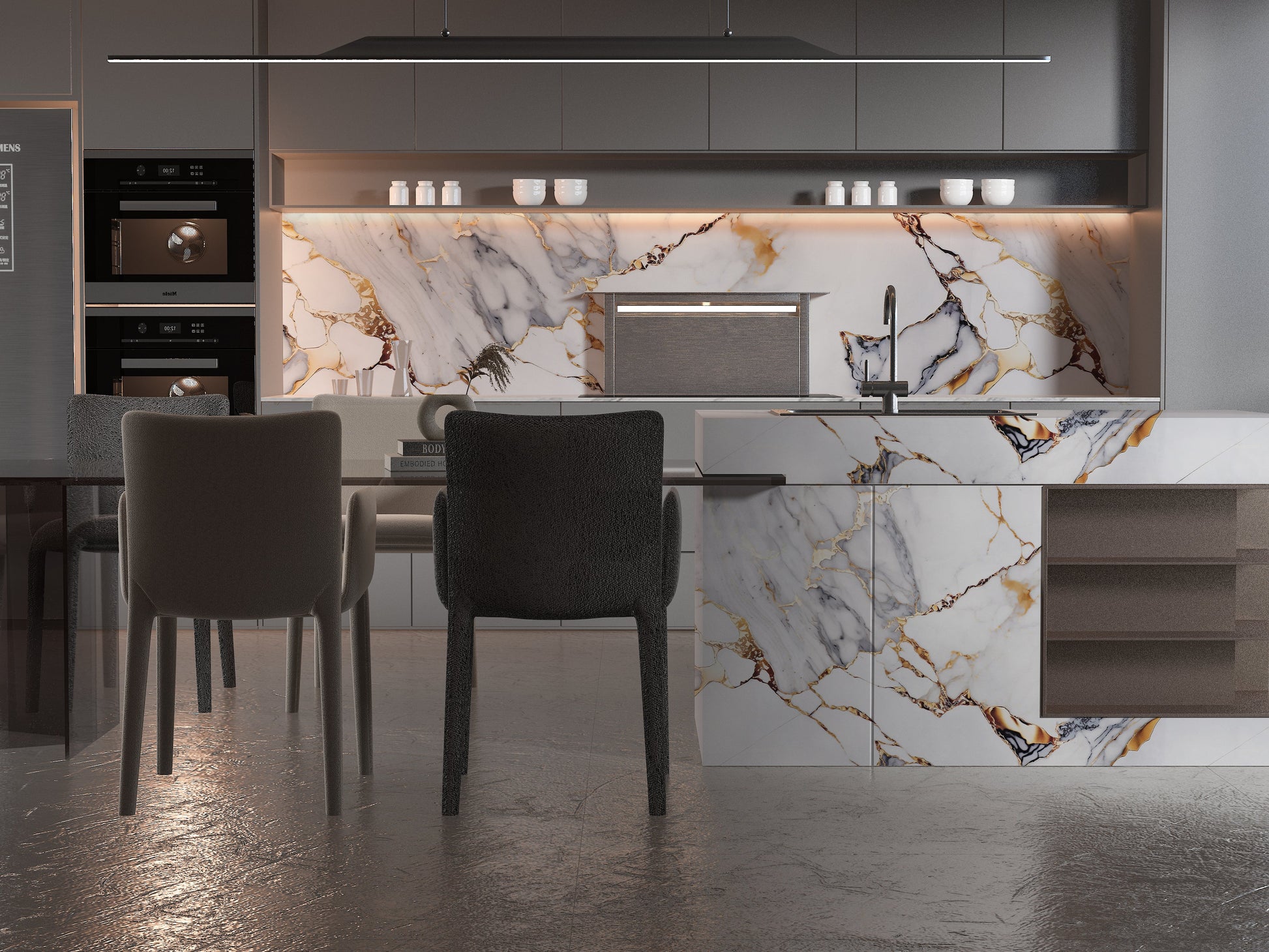 PVC 3D Marble Sheet Covelano Luxe Gold. Wall Panels Hub. Kitchen Design From PVC Marble Sheets