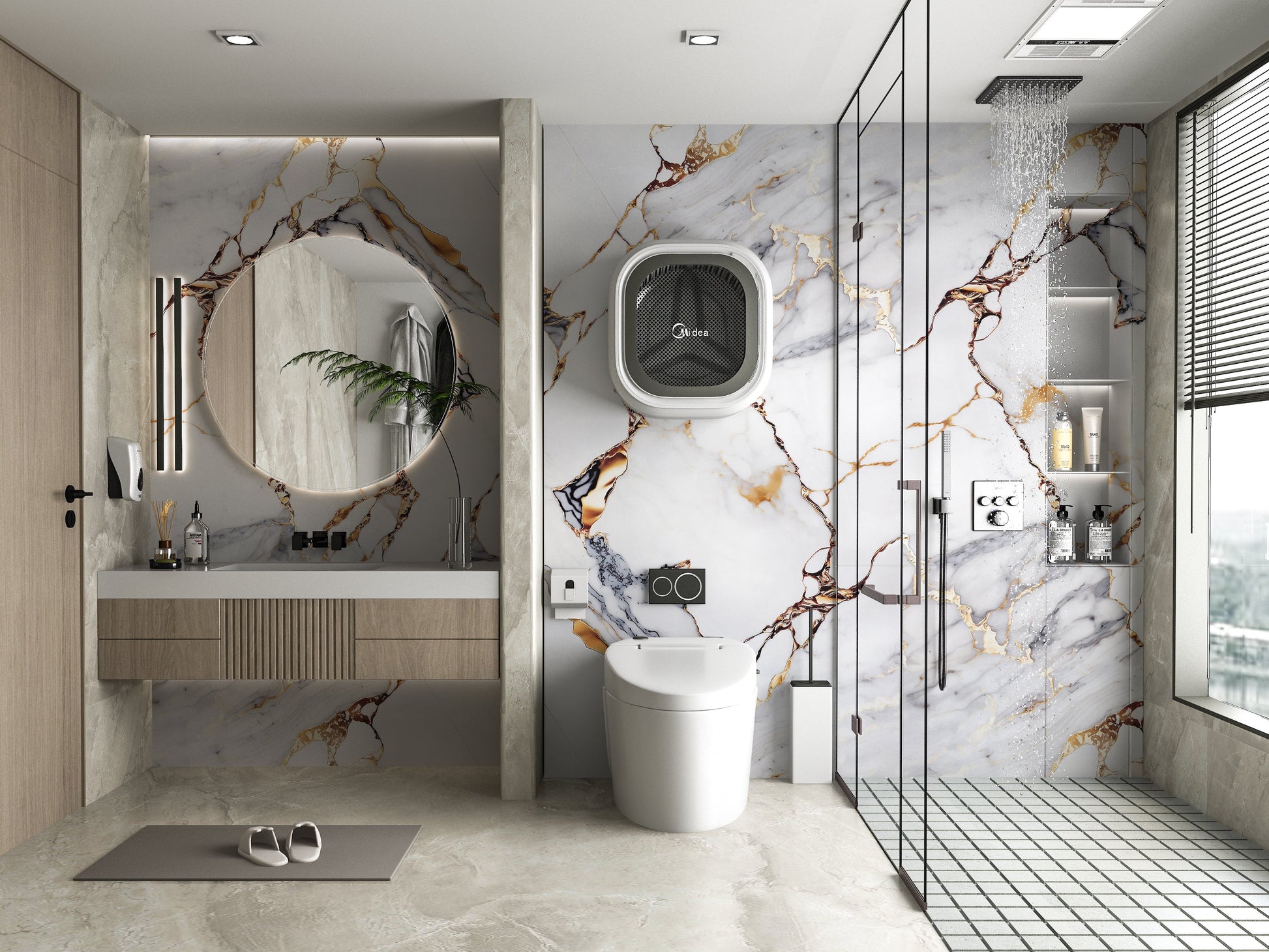 PVC 3D Marble Sheet Covelano Luxe Gold. Wall Panels Hub.
Bathroom Design From PVC Marble Sheets
Covelano Luxe Gold Marble Panel
UV Protected PVC Wall Panel
Fireproof Waterproof Wall Panel
4x8 ft Marble PVC Panel
Luxury Gold Vein Marble Wall Panel