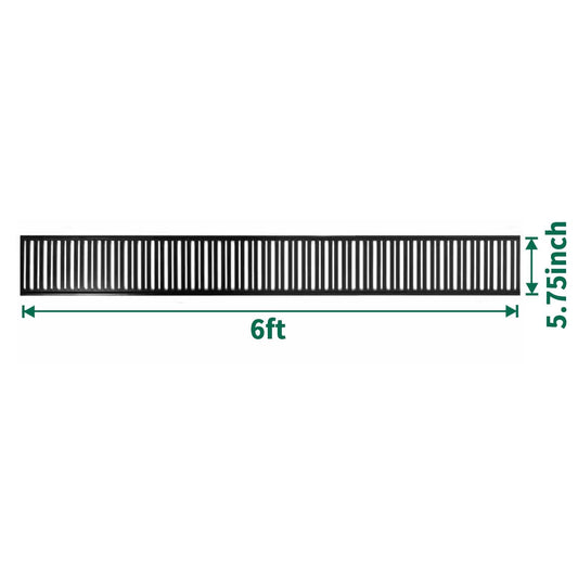 6 ft decorative fence panel with vertical slat design measuring 5.75 inches high for modern fencing applications