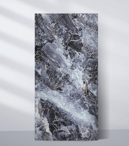 Dark gray marble wall panel with natural stone veining and luxury finish