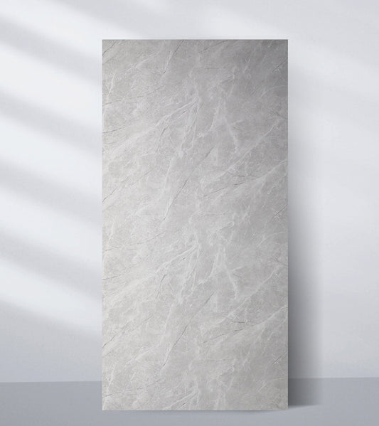 Light gray PVC marble wall panel with subtle natural stone texture for modern interiors