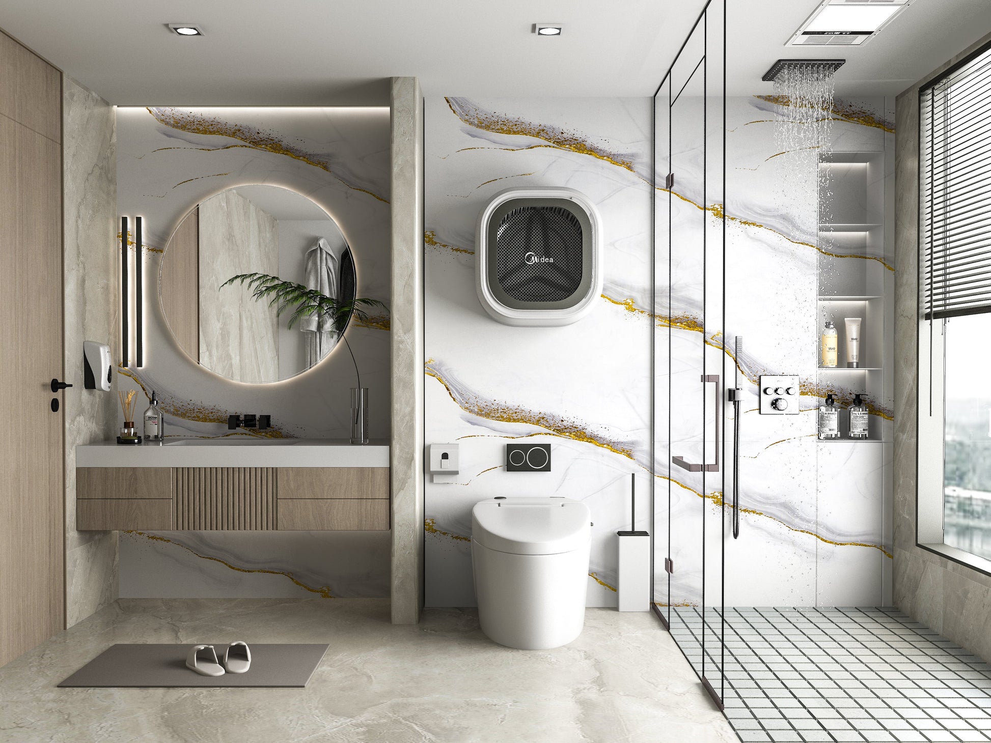 PVC 3D Marble Sheet White Gold Royal. Wall Panels Hub. Bathroom Design From PVC Marble Sheets