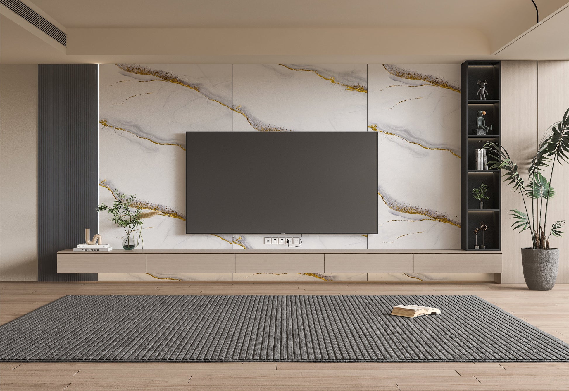 PVC 3D Marble Sheet White Gold Royal. Wall Panels Hub. Tv Wall Design
