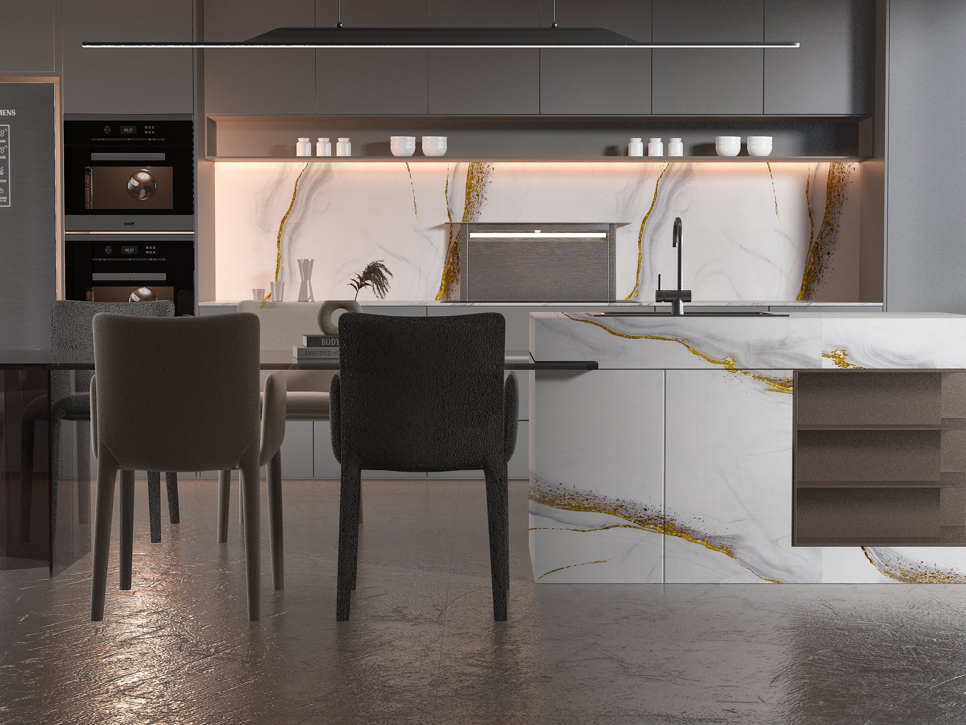 PVC 3D Marble Sheet White Gold Royal. Wall Panels Hub. Kitchen Design From PVC Marble Sheets