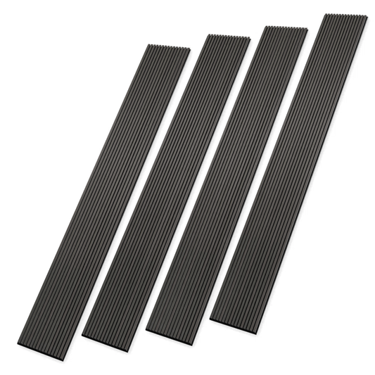 Black acoustic wood slat wall panels product view on white background