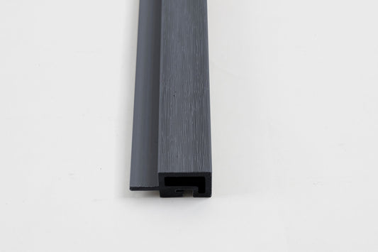 Composite L trim corner profile with wood-grain finish for exterior siding and wall panels