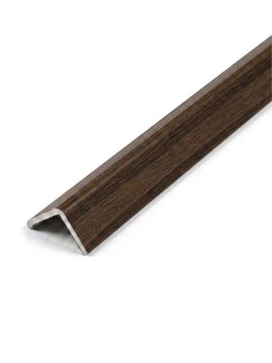 Deep walnut-look wall panel trim with a dark brown grain pattern