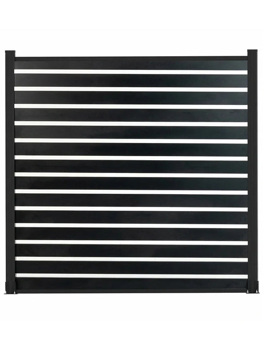 6 ft x 6 ft all aluminum open slat fence panel kit with post modern black outdoor fencing