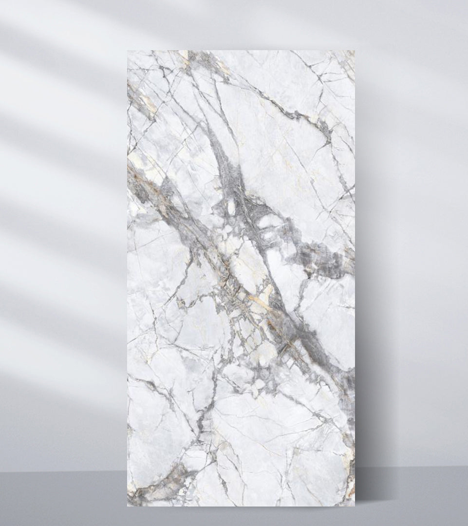 Light gray marble texture wall panel with natural stone veining for modern interiors