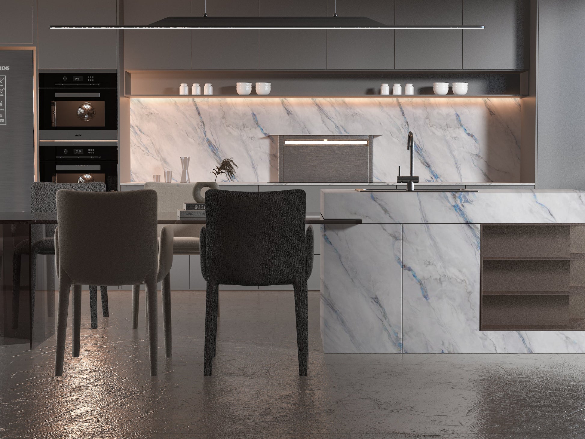 PVC 3D Marble Sheet Bluewave. Wall Panels Hub. Kitchen Design From PVC Marble Sheets