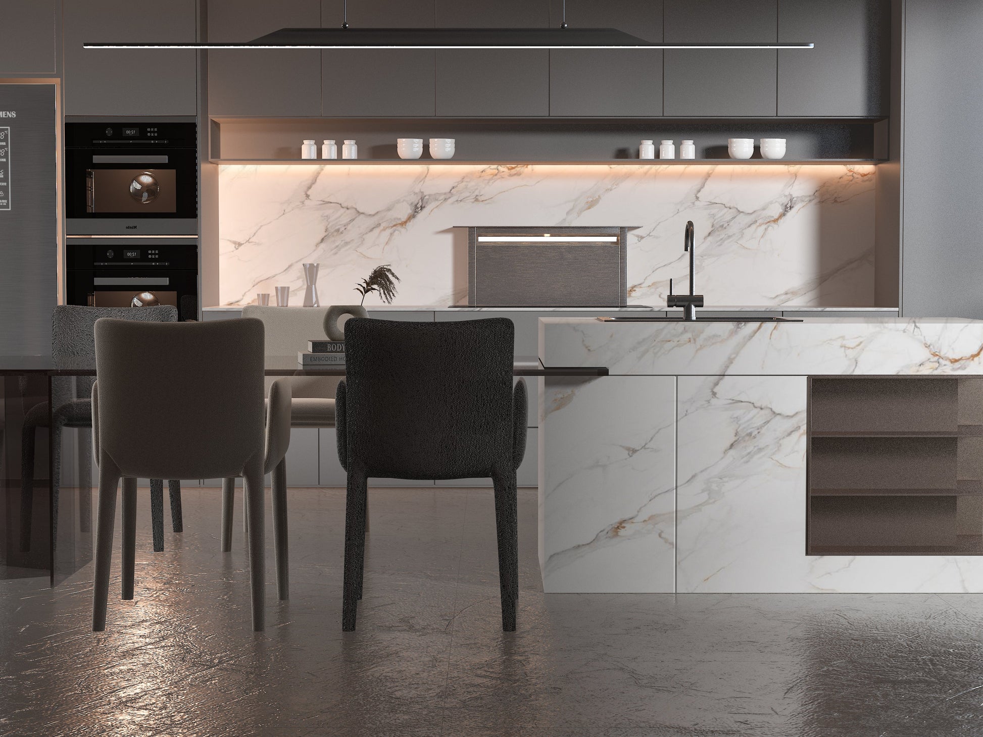 PVC 3D Marble Sheet Whitewave Azure. Wall Panels Hub. Kitchen Design From PVC Marble Sheets