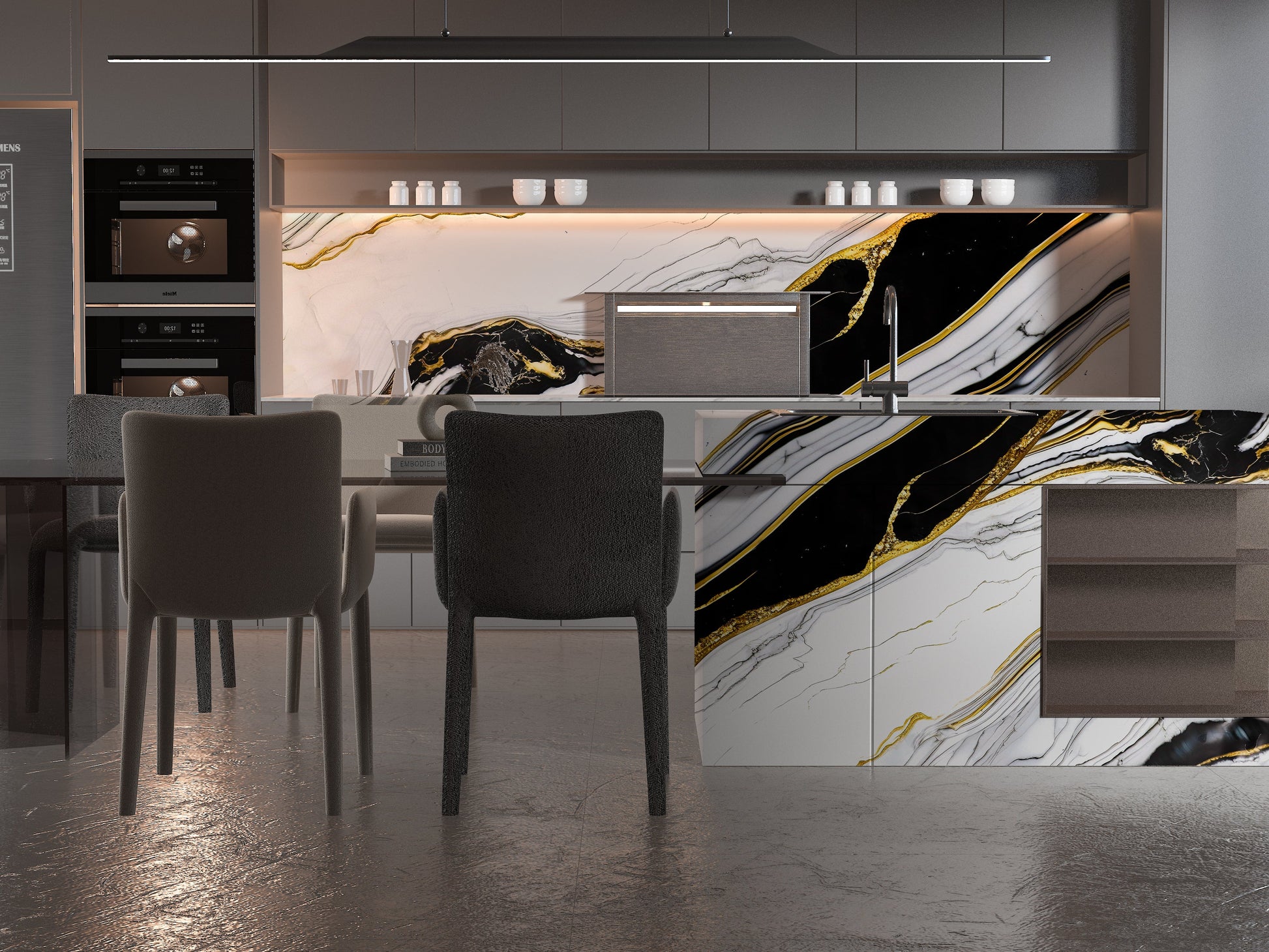 PVC 3D Marble Sheet Auric. Wall Panels Hub. Kitchen Design From PVC Marble Sheets