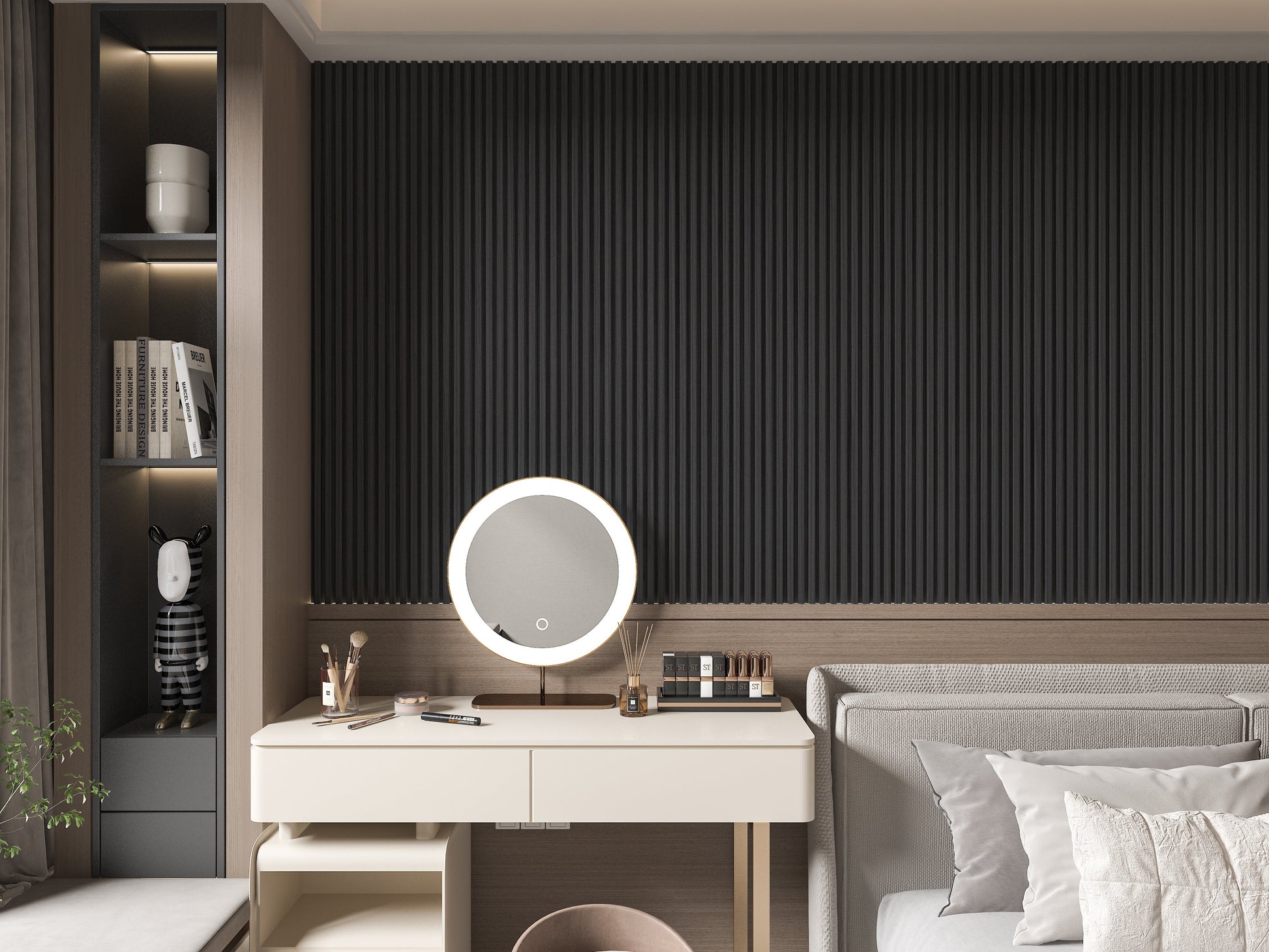 Black Timber WPC Fluted 3D Wall Panels. Wall Panels Hub. Bedroom Wall Design