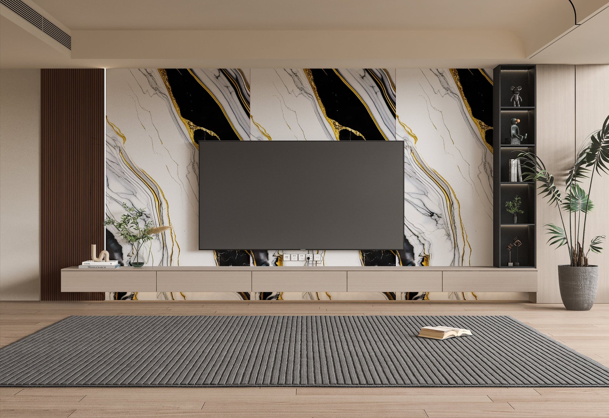 PVC 3D Marble Sheet Auric. Wall Panels Hub. Tv Wall Design