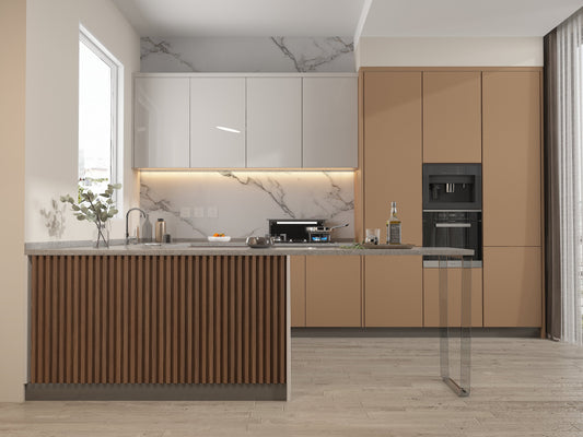 Midnight Elm WPC Fluted 3D Wall Panels. Wall Panels Hub. Kitchen Design From WPC Fluted Wall Panels