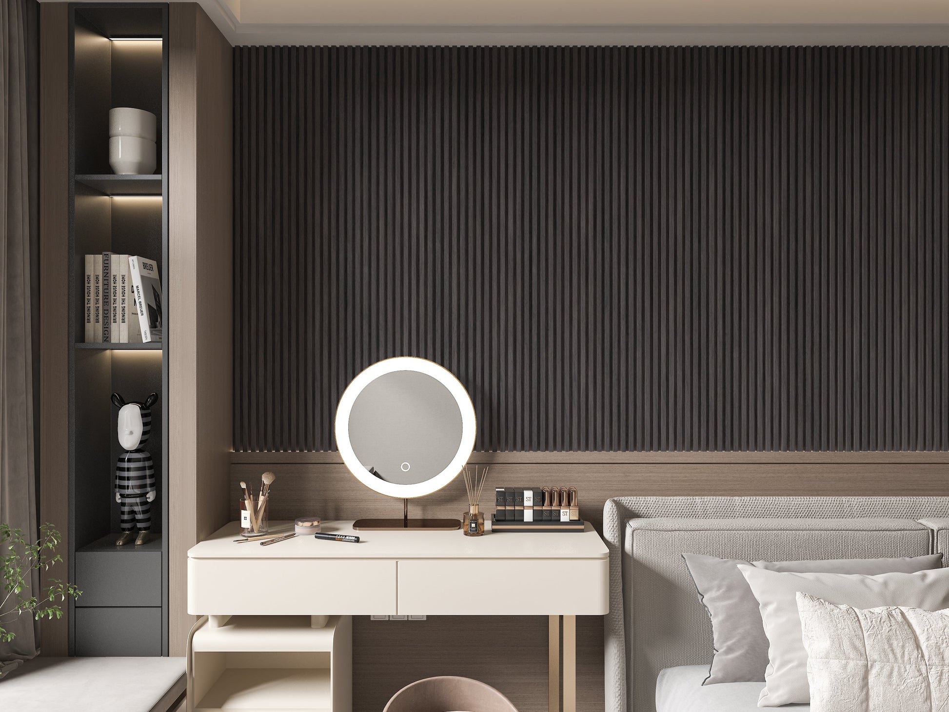 Dark Smoky Oak WPC Fluted 3D Wall Panels. Wall Panels Hub. Bedroom Wall Design