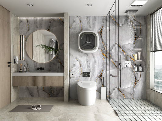 PVC 3D Marble Sheet Golden Mirage. Wall Panels Hub. Bathroom Design From PVC Marble Sheets