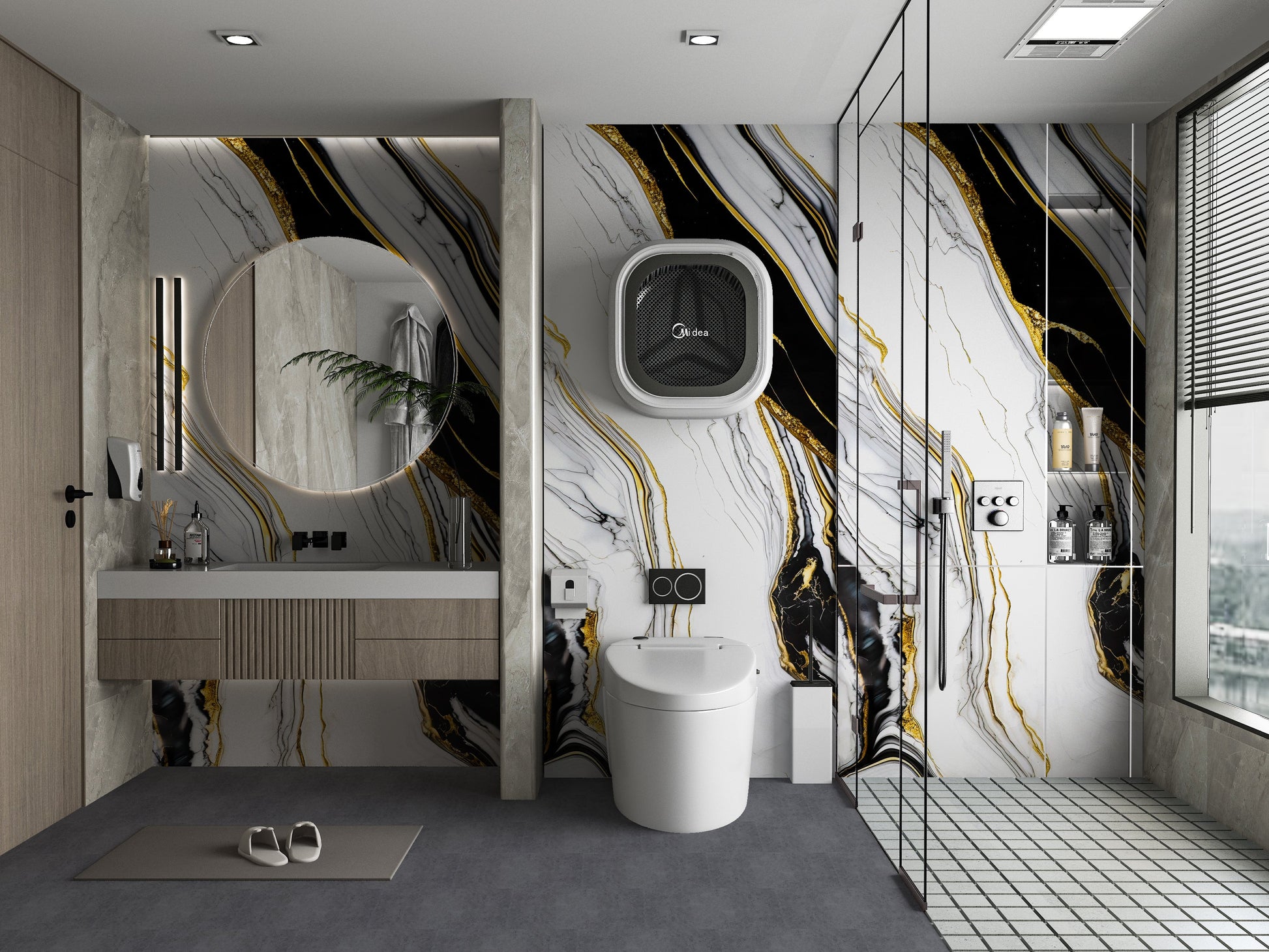 PVC 3D Marble Sheet Auric. Wall Panels Hub. Bathroom Design From PVC Marble Sheets