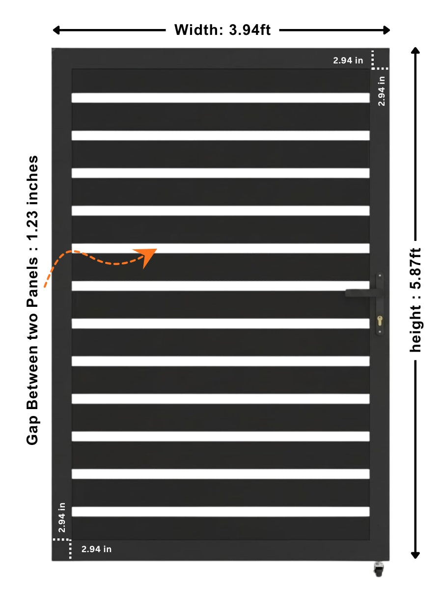 semi privacy aluminum gate 4 ft wide 6 ft high for backyard entrance