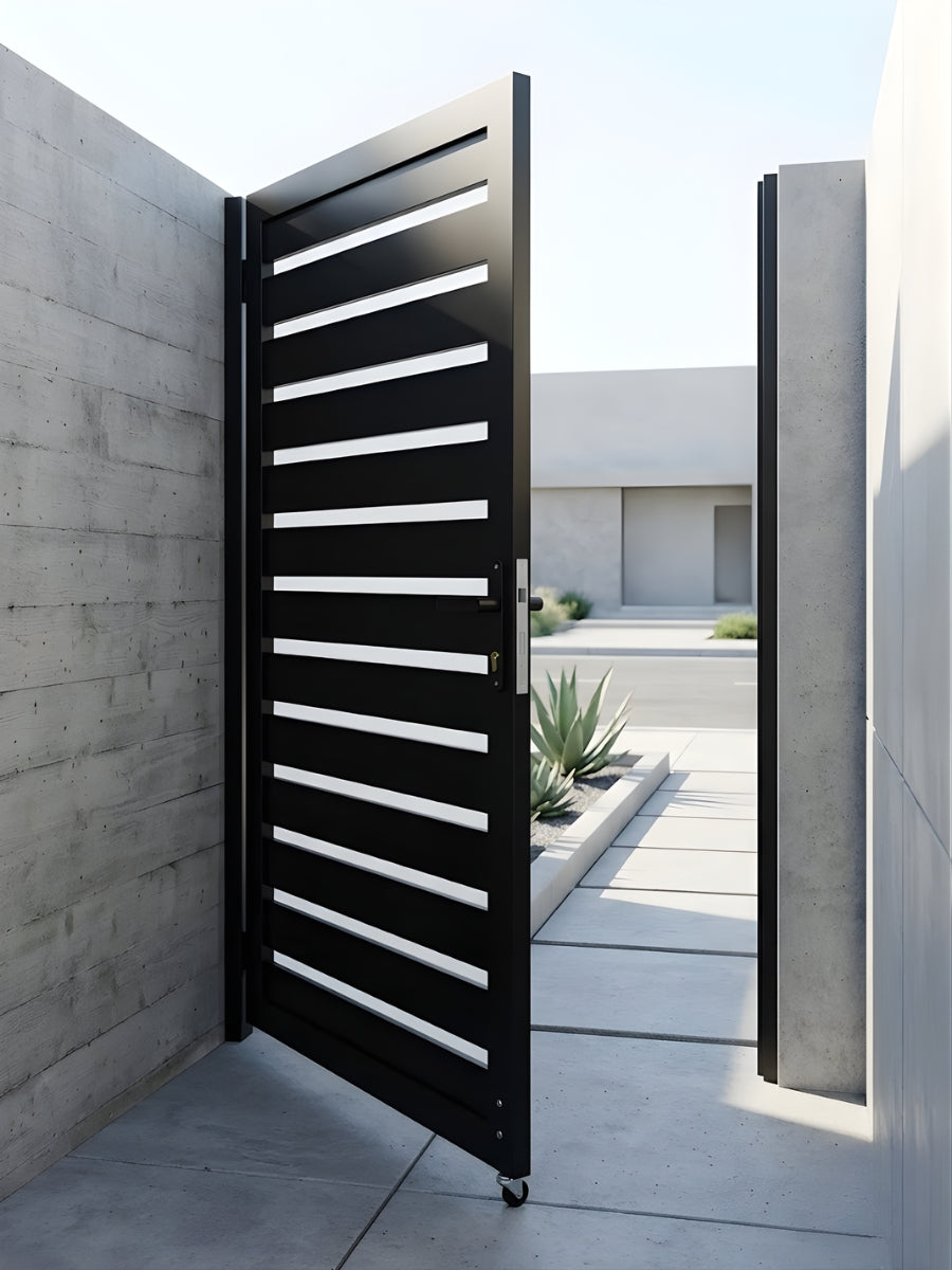 horizontal slat aluminum gate 4x6 ft semi privacy outdoor use