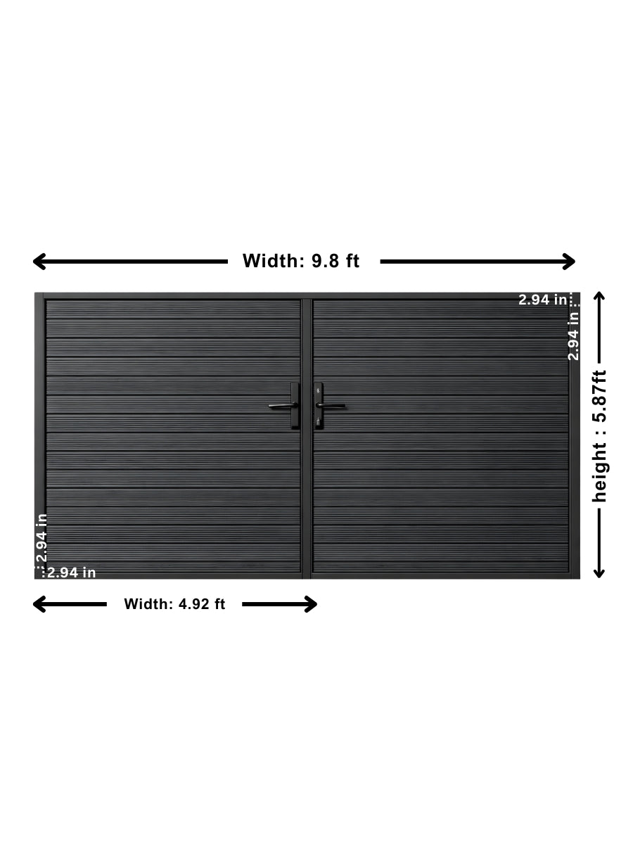 modern black aluminum privacy gate 10x6 heavy duty double swing