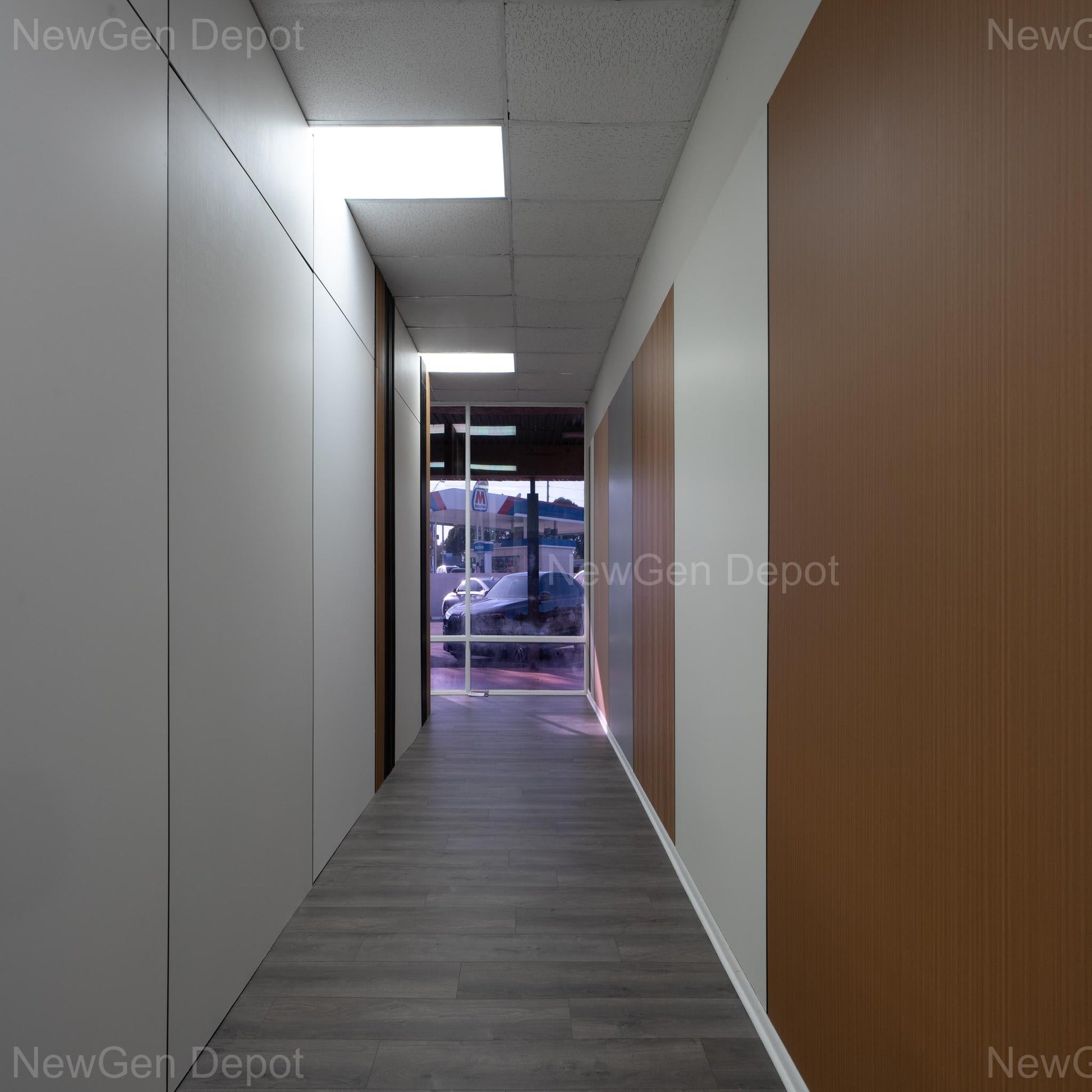 modern bamboo office hallway