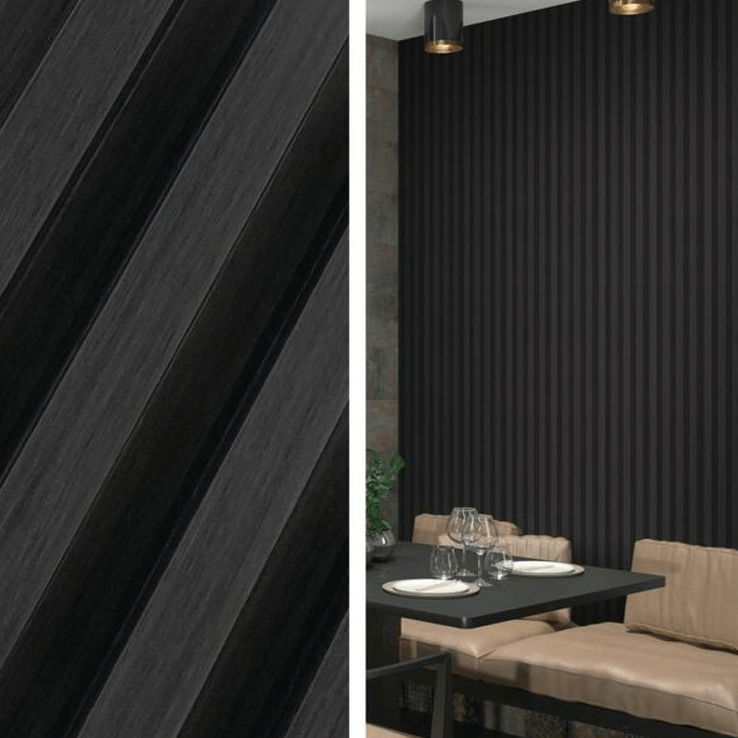 Black Glossy Fluted Wall Panel Vertical Striped Design vertical stripe premium quality stylish dining room decor in New Jersey
